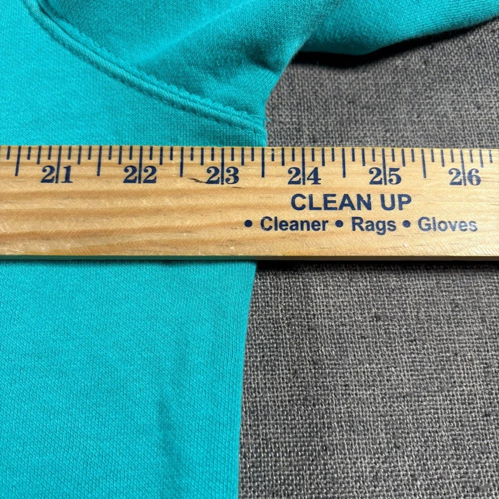 The North Face Hoodie Mens Large Teal Blue Half Dome Logo Pullover Fleece